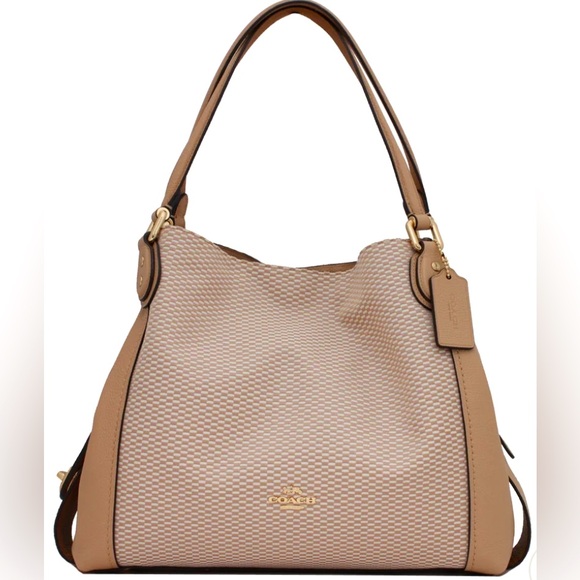 Coach Legacy Jacquard Canvas Edie 31 Shoulder Bag - Beechwood Gold - Picture 1 of 5